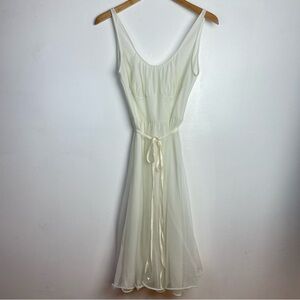 Elegant Cream Sleeveless Lingerie Dress Vintage Flowing